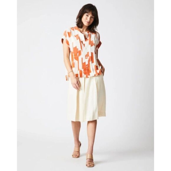NEW Billy Reid Riding Culotte High Rise Pleated Linen Shorts Tinted White 2 - Picture 1 of 15